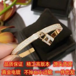 Bracer des concepteurs de marque h Boutique en ligne SEIKO High Edition S925 Silver New Home Lock Full Diamond Lock 18k Rose Gold Open Bracelet Femelle avec boîte-cadeau