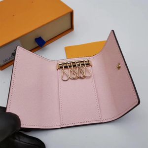 Brand Designer Keychain de haute qualité Nouvelle Fashion Women Men Classic 6 Holder Cover Cover Couverture avec carte de carte de sac de poussière Banne Anneau 7 C286R