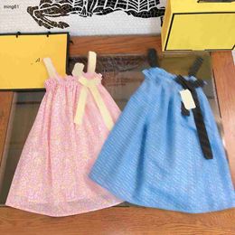 Marque designer enfants vêtements filles Camisole robes bébé jupe lettre ruban noeud conception robe de princesse taille 90-150 CM enfant redingote 24 mars