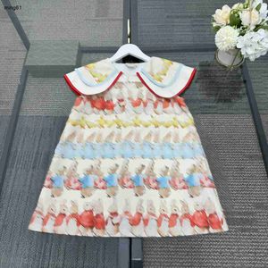 Marque designer enfants vêtements filles robes coloré lapin imprimé bébé jupe revers col enfant redingote taille 100-150 CM robe de princesse 24Mar