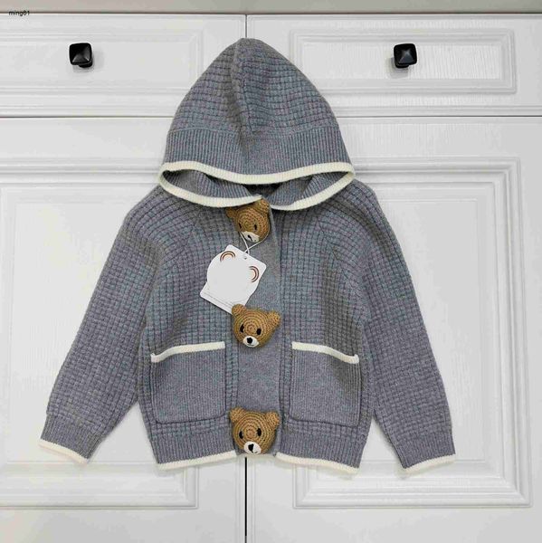 marque designer enfants cardigan à capuche mode bébé pull tricoté taille 100-160 cm poupée tricotée bouton décoration bébé veste Aug16