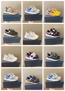 Marque Designer enfants chaussures Casual Classique course Baskets noyau extérieur Garçons Filles nourrissons respirant Hoop Loop Chaussures Gris bleu Sport Baskets bébé enfant chaussure 26-35