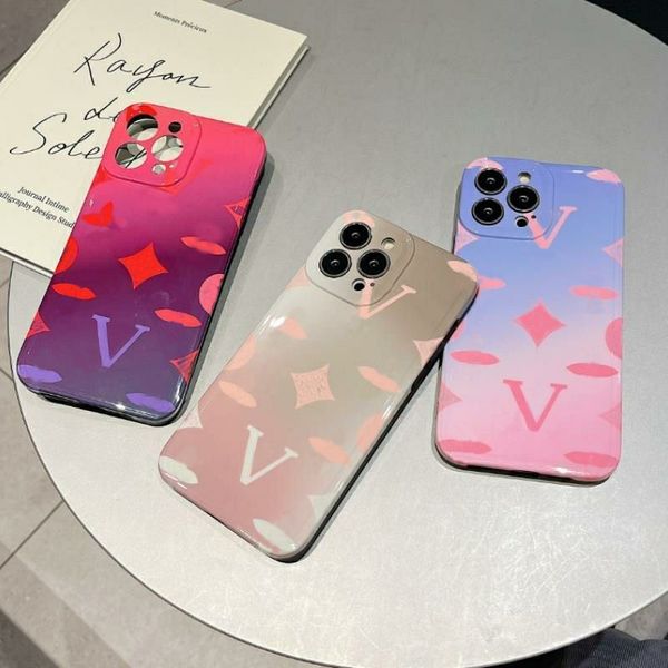 Fundas de teléfono de cuero de diseñador de marca para mujeres Fundas de teléfono IPhone 13 Pro Max 14 Plus 12 11 Funda con tapa trasera con estampado de letras de moda Funda móvil de lujo