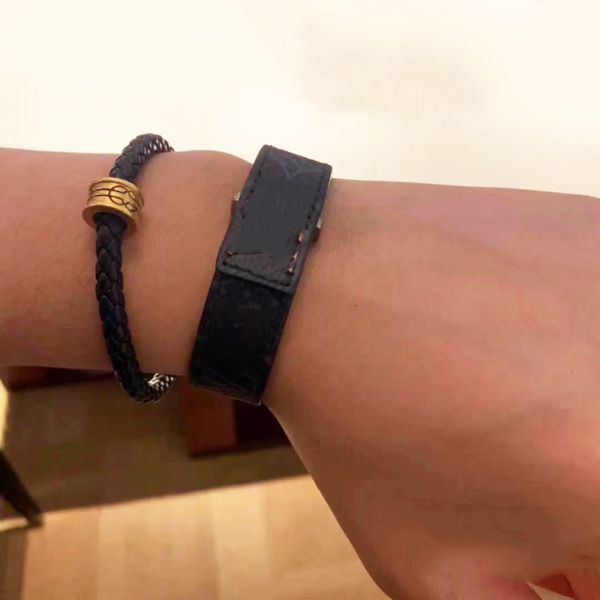 Bracelets de luxe de marque de styliste, pour hommes et femmes, bijoux unisexes à la mode, boucle Aolly en cuir, taille 21cm avec boîte