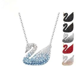 Diseñador de marca Collar de cisne de lujo Cristal chapado Diamante Diamante no desanimado Collar negro Collar Femenino de San Valentín Joya de joyas de joyas