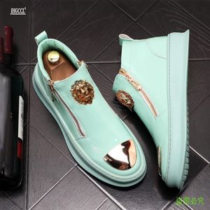 Chaussures argentées de marque de styliste pour hommes, bottes à rivets, haut de gamme, chaussures quotidiennes à fond souple, loisirs, hombre Zapatos A4