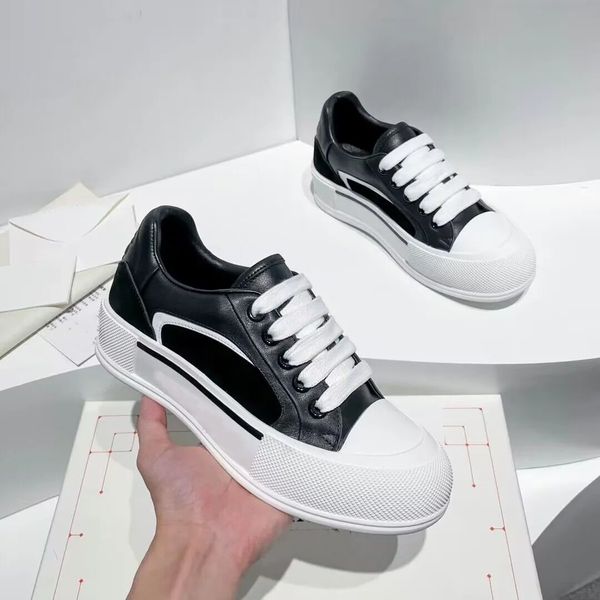 Diseñador de marcas zapatillas deportivas para hombres entrenadores de cubierta de encaje de zapatillas de cuero plimsoll zapatos blancos blancos pareja de comodidad para caminar Eu38-45, con caja