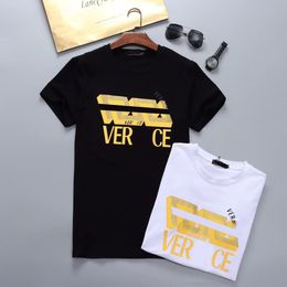 Camisetas de diseño para hombres de marca Campo redondo en blanco y negro Manaje corto algodón transpirable impresión de letras 3D de verano