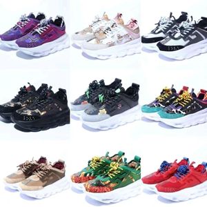 Marque Designer Sneakers Casual Chaussures Sneakers Chaussures en daim Chain Reaction Italien Réfléchissant Triple Noir Blanc Multicolore Hommes Baskets Femmes