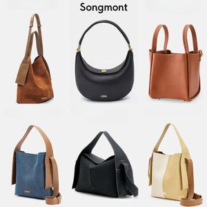 Marque Designer Songmont Sac Luna Poignée D'embrayage Panier CrossBody Song Sac À Main Seau Sacs Sous Les Bras Hobo Épaule Axillaire Sac De Luxe Grand Demi-Lune En Cuir Fourre-tout