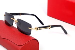 2021 Fournisseur de lunettes de soleil à verres dégradés sans cadre Ovale Golden Blue Femmes hommes prescription monture en métal Lunettes surdimensionnées lunettes en bois d'or massif sans monture Avec boîte