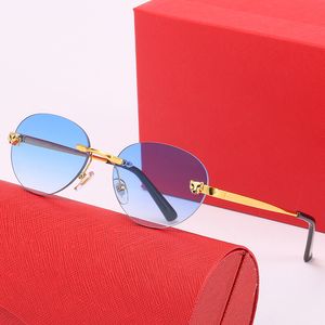 Merk Designer Zonnebrillen Heren Dames Blue Cat Eye Rimless Travel Asic Sunglass Mode Rijden Frameloze gepolariseerde sportzonnebrillen Brillen Goggle Eyewear