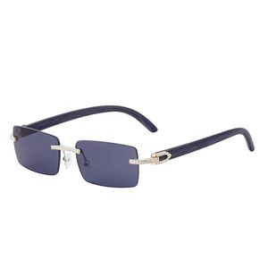 Lunettes de soleil de créateurs de marque Petites lunettes de charnière en métal sans cadre carré pour hommes Femmes Luxury Sun Glass UV400 Lens Unisexe Haute qualité avec étui et boîte