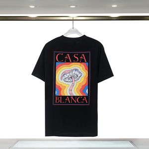 Diseñador de marca Tees Rainbow Lettre estampado de manga corta Tops Cotton Men Loose Men Casa Blanca Camisa CasablanCashirt Calles Portas de manga