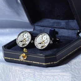 Merk Designer Horloge Beweging Manchetknopen Voor Heren Business Wedding Shirt Manchetknopen Gear Mechanisme Functionele Manchetknopen Sieraden 240320