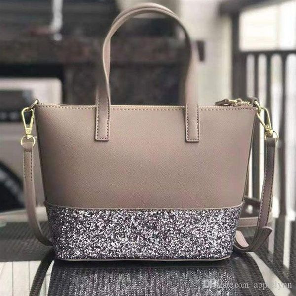 Diseñador de marca para mujer bolso de hombro con brillo gris Hobos bolsos cruzados bolsos totalizadores bolsos de cuero de pu Patchwork bolsas 2112