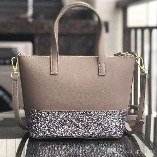 borsa a tracolla glitter da donna di marca firmata grigia Hobos borse a tracolla borse tote borse in pelle PU Borse patchwork260H