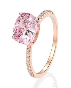 Merkontwerper Womens S925 Sterling Silver Rings Women Fashion Gold Pating Pink Diamond Ring European en American Style Lady Zir5103896