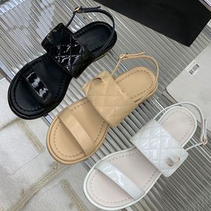 Sandales pour femmes de créateurs de marque 2023 nouvelles chaussures d'été à fond plat C sandales de plage décontractées en cuir véritable de haute qualité 10A dans une boîte taille 35-41 Cuir dans une boîte 10A