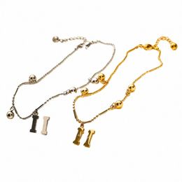 Brand Desinger Beads Anklets para mujeres Cadena de letras Moneda de verano Cadena de acero Joyería FI FR Accorias Regalo 21+5 cm Ajuste Q65H#