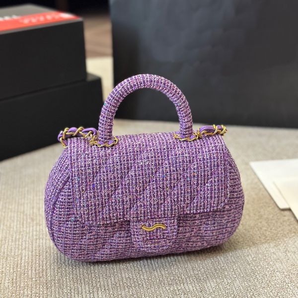 Bolso con estampado de diamantes de marca, bolso de lana para mujer, bolso cruzado tejido de diseñador, bolso violeta, bolso de hombro de diseñador, bolsos de lujo, bolso de mensajero