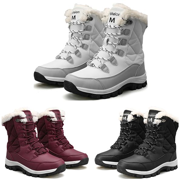 Marque Discount Femmes Boots High No Low Black White Wine rouge Classic Checkle Short Womens Snow Winter Boot Taille 96 S