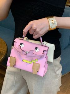 Brand Doll Purse Sac de créateur mignon 18 cm mini bacs de sac à main de luxe entièrement faits à la main epsom cuir marron vert bleu couleurs de livraison rapide