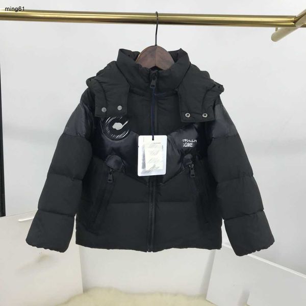 Marken-Daunenmantel für Kinder, Babyjacke mit Kapuze, Größe 110–160, Schwarz, schmutzabweisend, für Jungen, Winter-Designerkleidung für Kinder, 25. Nov