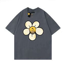Camisa de marca Drawdwew Men's Designer Face Summer Draw Haikyuu Tope suelta Tops redonda Drew Coldie Floral Hat Small Yellow Face 9394