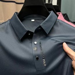 Broderie de marque Polo Polo Ice Silk Elasticité à manches courtes Tente d'été Tshirt Fashion Business Men Casual Men Vêtements 240416