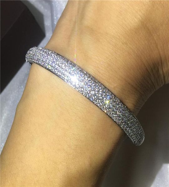 Brazaletes exquisitos de marca para mujer, pulseras con ajuste de pavé de circonia cúbica rellenas de oro blanco, regalo de aniversario de boda 3702871