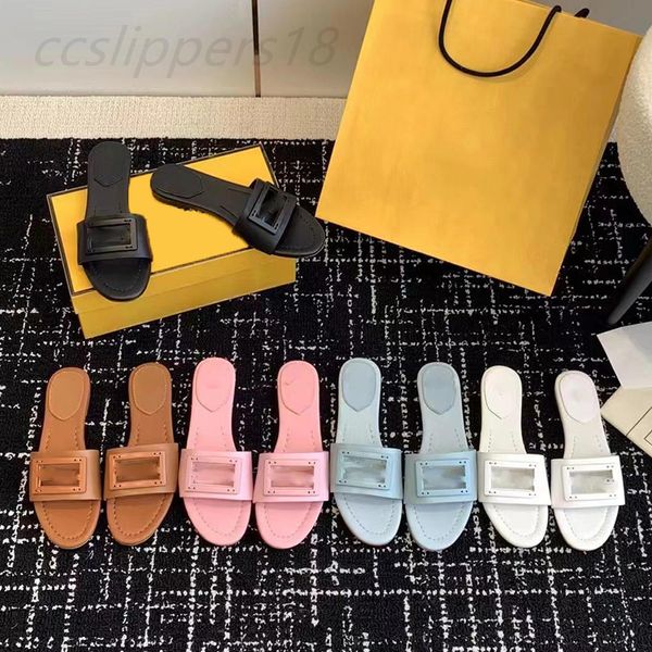 Brand F Baguette Slippers Sandales Luxury Signature Placers Placers Chaussures Femloques Copper Black Black Rose Summer Flip Flip Flip