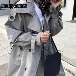 Marque Famou Double Breasted Vintage automne hiver chiffons Outwear Long Trench Coat mujer chaqueta 201029