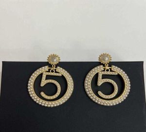 Brand Fashion Bowknot Jewelry Gold Color Lettre 5 Big Boucles d'oreilles Camellia Boucles d'oreilles Tassel Pearls Design Party Orees Party3241455