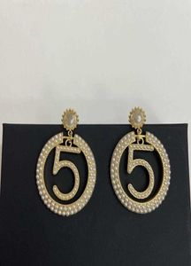 Brand Fashion Bowknot Jewelry Gold Color Lettre 5 Big Boucles d'oreilles Camellia Boucles d'oreilles Tassel Pearls Design Party Goucles d'oreilles 7305775