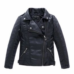 Brand Fashion Classic Girls Boys Black Motorcycle Leather Jackets kinderjas voor lente herfst 2-14 jaar 240329