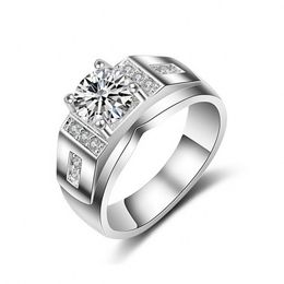 Merk Mode-sieraden Handgemaakte Solitaire Mannen 7CT Diamond 925 Sterling Zilver Emgagement Bruiloft Band Ring Gift
