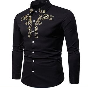 Merk Mode Mannelijke Shirt Lange Mouwen Tops Geborduurde Casual Hoge Quailty Heren Overhemden Slim3212