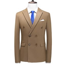 Brand Fashion Men Double Breasted Tuxedo Business Suitmale Slim Fit Casual Casual Clothingmens Veste décontractée Blazers 240507