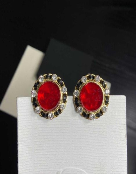 Marque mode perle bijoux couleur or boucles d'oreilles Paris Unique ronde résine rouge Design Date haut fête de mariage Fine luxe Brand1337359