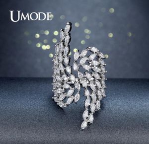 Marque de mode couleur argent ailes d'ange bague en cristal pour les femmes bijoux fête Cocktail bague grand doigt ouvert Anel cadeau UR03821761920