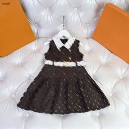 Marque de mode débardeur robe pour fille ceinture blanche décoration enfants redingote taille 110-160 CM lettre fleur pleine impression enfant jupe Sep20