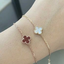 Brand Fashion Van V Gold Simple Mini Clover Parp -armband met koude en koele wind verdikt 18K Rose Plating Decoration sieraden met logo