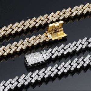 Marque de mode femme 10mm de large lien cubain bijoux diamant collier de luxe Vvs Moissanite chaîne pour hommes