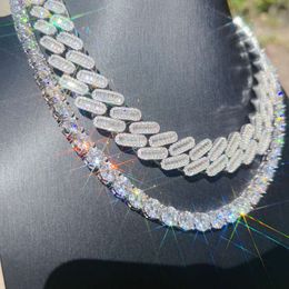 Marque de mode femme 8mm gros diamant Hip Hop bijoux fins en argent sterling 925 collier glacé d couleur Vvs Moissanite chaîne de tennis