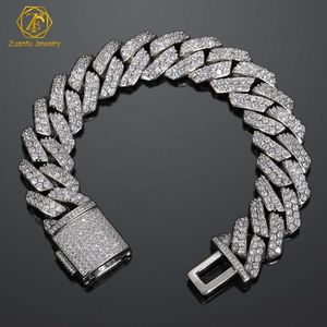 Collier en argent Sterling 925 Moissanite pour hommes et femmes, marque à la mode, chaîne à maillons cubains, testeur de diamant, Bracelet Gra Vvs pour femmes