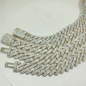 Marca de moda mujer busto abajo 14mm Lad Diamond cadenas de eslabones cubanos helado Hip Hop Moissanite joyería collar S925 pulsera hombres