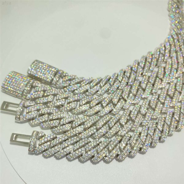 Marque de mode femme buste vers le bas 14mm Lad diamant chaînes à maillons cubains glacé Hip Hop Moissanite bijoux collier S925 Bracelet hommes