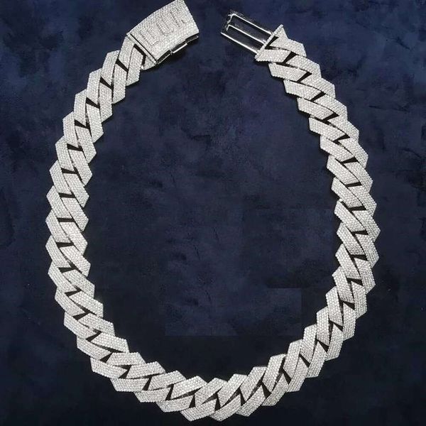 Marca de moda para mujer, cierre de nombre personalizado, rapero grande de 26mm, cadena de eslabones cubanos con diamantes, collar grueso de moissanita para hombre