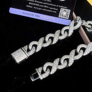 Marca de moda mujer Hip Hop helado cadena cubana paso probador de diamantes 20mm de espesor pesado sólido Vvs Moissanite Miami